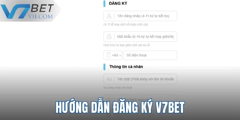 Chi tiết từng bước đăng ký tài khoản mới V7BET