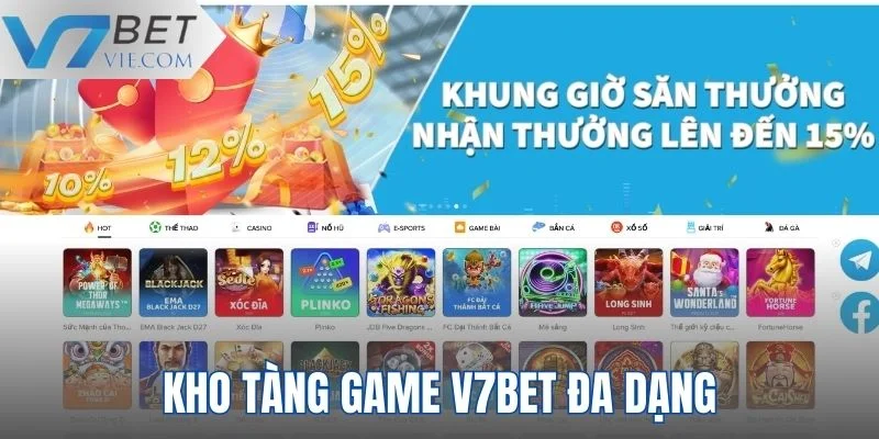 Kho tàng trò chơi V7BET cực đa dạng với nhiều thể loại khác nhau